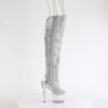 Pleaser ADORE-3019C-RS Silver Fringes Overknee Boots