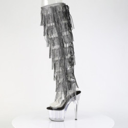 Pleaser ADORE-3019C-RSF Black Fringes Overknee Boots