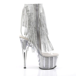 Pleaser ADORE-1017SRS Transparent Silver Strass Boots