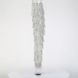 Pleaser ADORE-3019C-RSF Silver Fringes Overknee Boots
