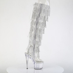 Pleaser ADORE-3019C-RSF Silver Fringes Overknee Boots