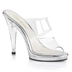 Fabulicious FLAIR-402 Transparent High Heeled Mules