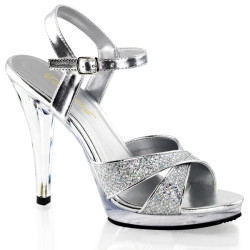 Fabulicious FLAIR-419G Silver Glitter Heeled Sandals