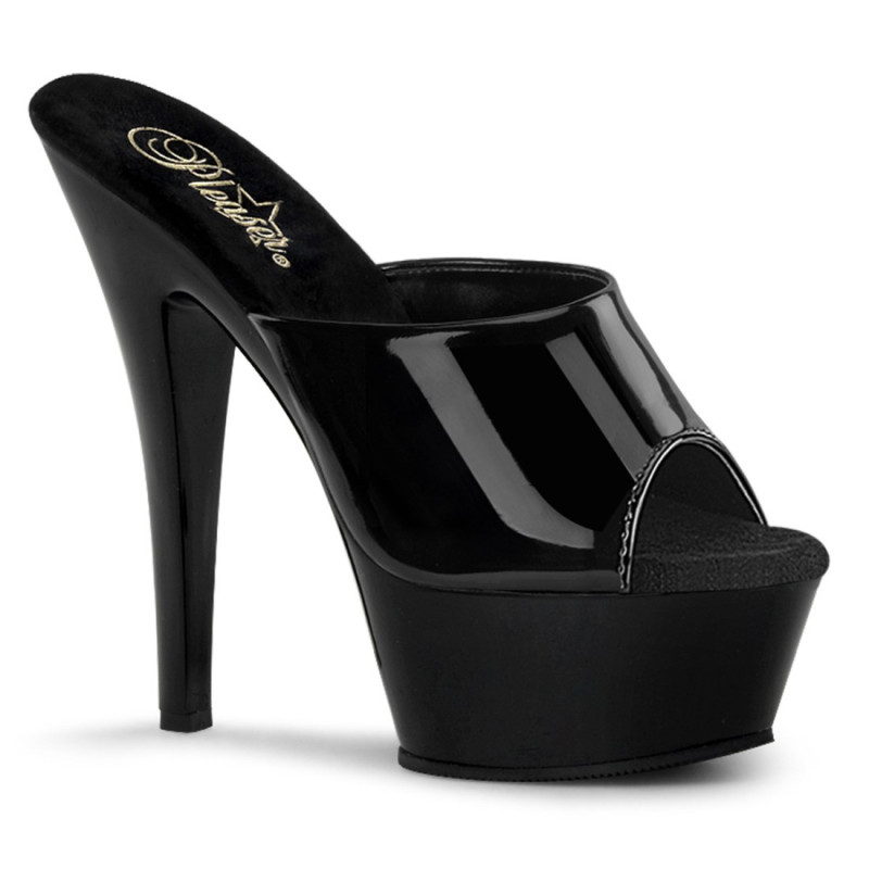 Pleaser KISS-201 Black Patent High Heeled Mules Women Pleaser KISS-201 Black Patent High Heeled Mules Women