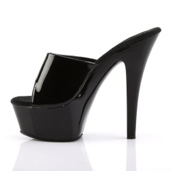 Pleaser KISS-201 Black Patent High Heeled Mules Women