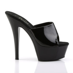 Pleaser KISS-201 Black Patent High Heeled Mules Women