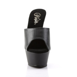 Pleaser KISS-201 Black Vegan Leather High Heeled Mules