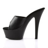 Pleaser KISS-201 Black Vegan Leather High Heeled Mules