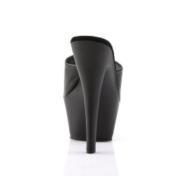 Pleaser KISS-201 Black Vegan Leather High Heeled Mules
