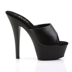 Pleaser KISS-201 Black Vegan Leather High Heeled Mules