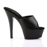 Pleaser KISS-201 Black Vegan Leather High Heeled Mules