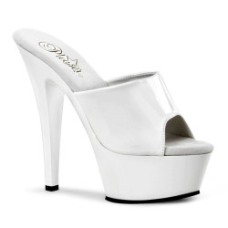Pleaser KISS-201 White Patent High Heeled Mules Women
