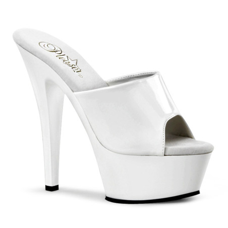 Pleaser KISS-201 White Patent High Heeled Mules Women