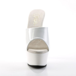 Pleaser KISS-201 White Patent High Heeled Mules Women