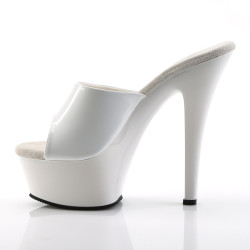 Pleaser KISS-201 White Patent High Heeled Mules Women