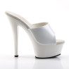 Pleaser KISS-201 White Patent High Heeled Mules Women