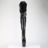 Pleaser ADORE-3020GP Black Glitter Laced Thigh High Boots