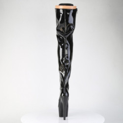 Pleaser ADORE-3020GP Black Glitter Laced Thigh High Boots