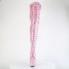 Pleaser ADORE-3020GP Rose Glitter Laced Thigh High Boots