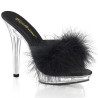 Fabulicious LIP-101-8 Black Satin Transparent Mules