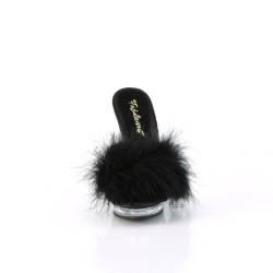 Fabulicious LIP-101-8 Black Satin Transparent Mules