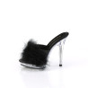 Fabulicious LIP-101-8 Black Satin Transparent Mules