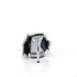 Fabulicious LIP-101-8 Black Satin Transparent Mules