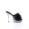 Fabulicious LIP-101-8 Black Satin Transparent Mules
