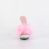 Fabulicious LIP-101-8 Rose Satin Fur Transparent Mules