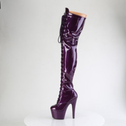 Pleaser ADORE-3020GP Purple Glitter Laced Thigh High Boots