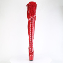 Pleaser ADORE-3020GP Red Glitter Laced Thigh High Boots
