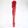 Pleaser ADORE-3020GP Red Glitter Laced Thigh High Boots