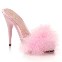 Fabulicious POISE-501F Rose Satin Feathers Mules Women