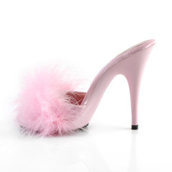 Fabulicious POISE-501F Rose Satin Feathers Mules Women