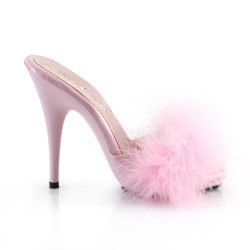 Fabulicious POISE-501F Rose Satin Feathers Mules Women