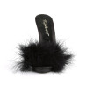 Fabulicious POISE-501F Black Feathers High Heeled Mules