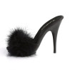 Fabulicious POISE-501F Black Feathers High Heeled Mules