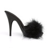 Fabulicious POISE-501F Black Feathers High Heeled Mules