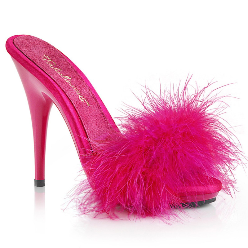 Fabulicious POISE-501F Pink Satin Feathers Mules Women Fabulicious POISE-501F Pink Satin Feathers Mules Women