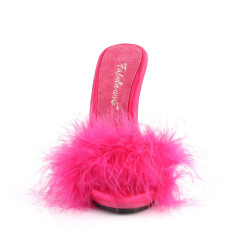 Fabulicious POISE-501F Pink Satin Feathers Mules Women