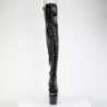 Pleaser ADORE-3021GP Black Glitter Laced Thigh High Boots