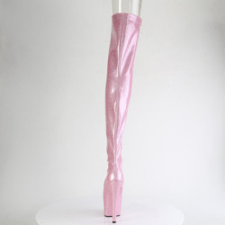 Pleaser ADORE-3021GP Rose Glitter Laced Thigh High Boots
