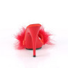 Fabulicious POISE-501F Red Satin Feathers Mules Women
