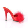 Fabulicious POISE-501F Red Satin Feathers Mules Women