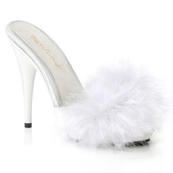 Fabulicious POISE-501F White Feathers High Heeled Mules