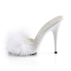 Fabulicious POISE-501F White Feathers High Heeled Mules
