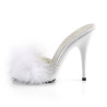 Fabulicious POISE-501F White Feathers High Heeled Mules