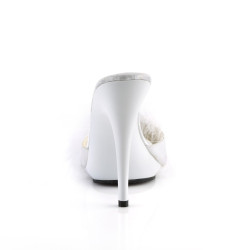 Fabulicious POISE-501F White Feathers High Heeled Mules