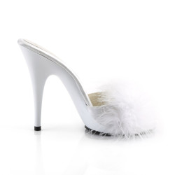 Fabulicious POISE-501F White Feathers High Heeled Mules