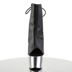 Pleaser ADORE-1018 Black Vegan Leather Silver Chrome
